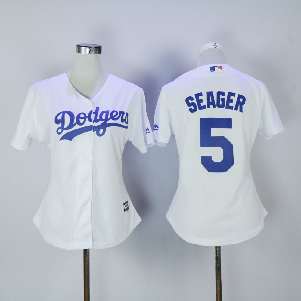Women Los Angeles Dodgers #5 Seager White MLB Jerseys->los angeles dodgers->MLB Jersey